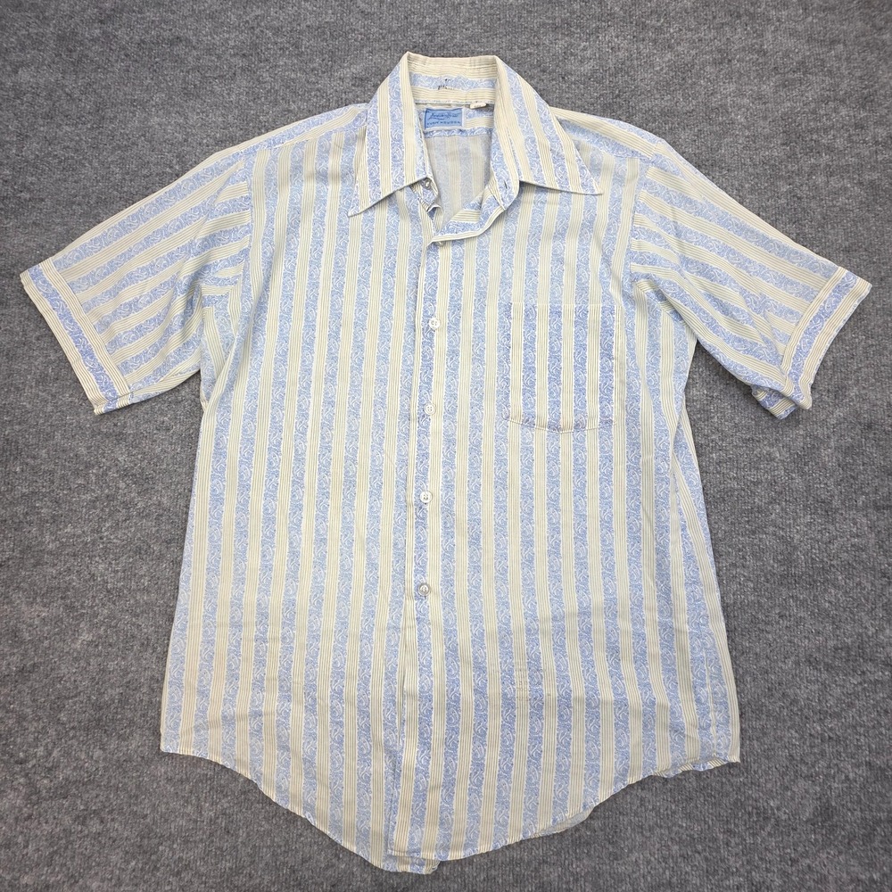 VINTAGE Hampshire House Van Heusen Men's 15.5 (Medium) Paisley Stripe 70's